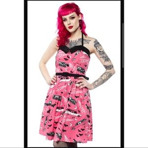 SOURPUSS SZXL SPOOKSVILLE DEATH CAB DRESS & PETTICOAT